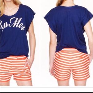 Striped pleated shorts